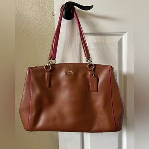 Coach bag tan w/pink